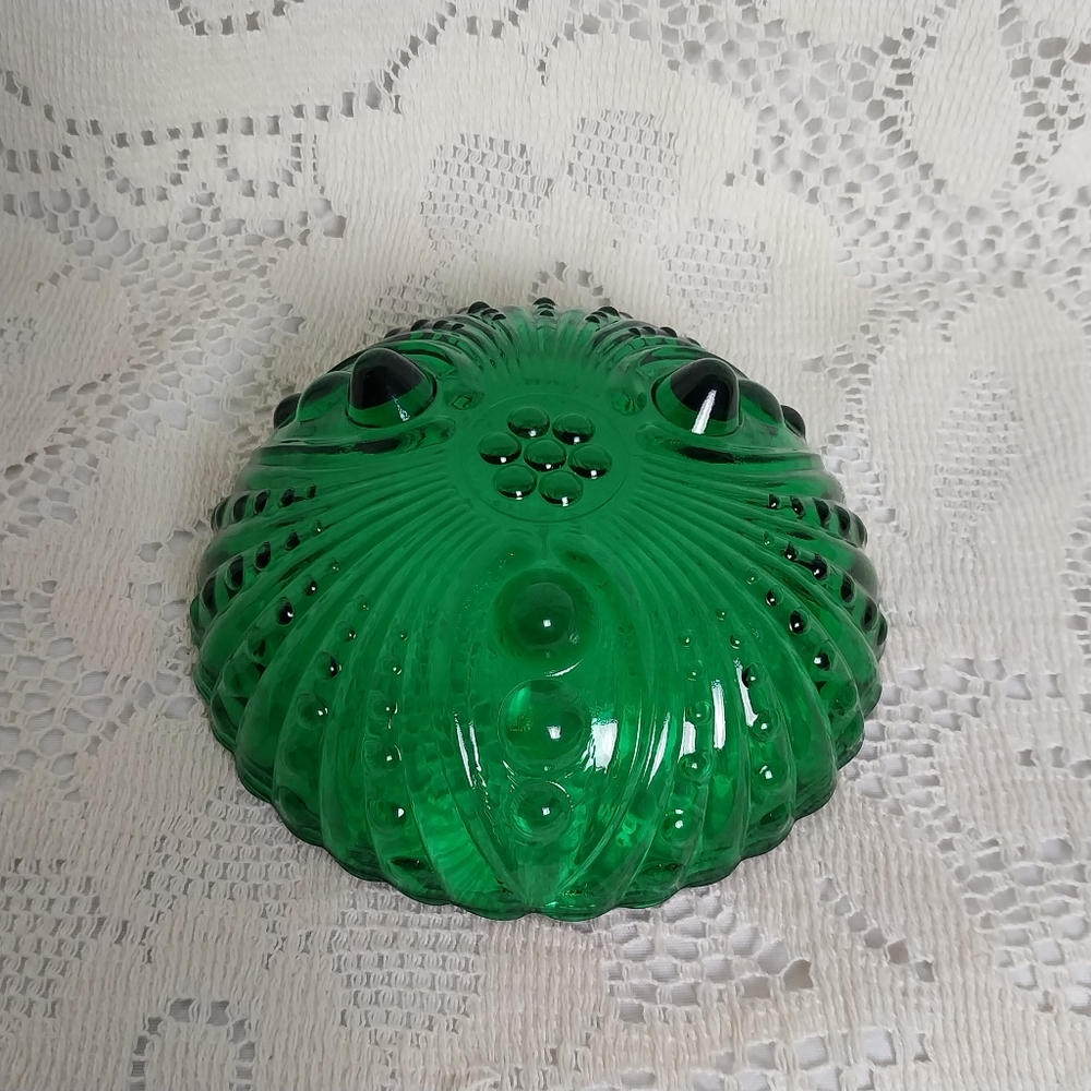 1950s Anchor Hocking Forest Emerald Green Burple Berry Oyster Pearl Nut Bowl - Picture 3 of 5